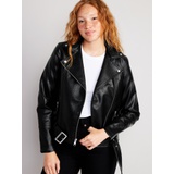 Faux-Leather Belted Biker Jacket Hot Deal