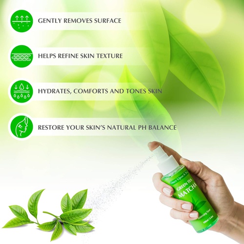  Once Upon A Tea Green Tea Matcha Balancing Toner, Alcohol-Free Facial Mist, 90% Organic Face Spray, Best Pore Minimizer & Calming Skin Treatment for Sensitive, Dry & Combination Types, Prep for Se
