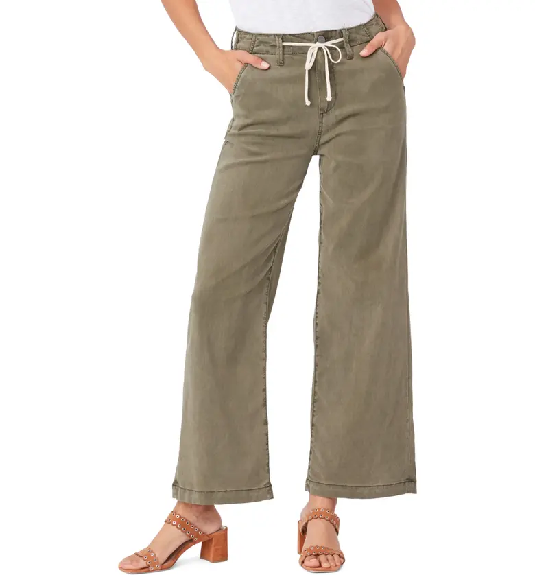 PAIGE Carly Tie High Waist Ankle Wide Leg Jeans_VINTAGE IVY GREEN