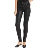 Paige Hoxton Ultra Skinny w/ Exposed Button Fly in Black Fog Luxe Coating