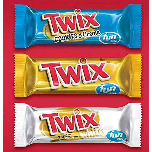  Partypom Twix Cookie Bars, Fun Size Assorted Flavors Original, Cookies and Creme and White Chocolate, Party Favors and Candy Bowls, 3 Pounds