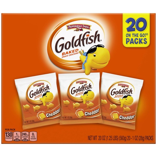  Pepperidge Farm Goldfish Cheddar Crackers, 20 oz. Multi-Pack Box, 20-Count 1 oz. Single-Serve Snack Packs