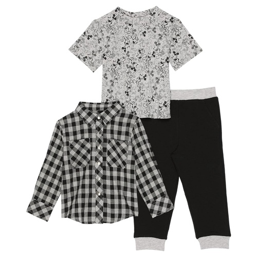  Pippa & Julie Plaid Top, Short Sleeve Tee & Pants Three-Piece Set (Toddler)