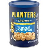Planters Deluxe Lightly Salted Whole Cashews, 18.25oz. Resealable Canister - Lightly Salted Cashews & Lightly Salted Nuts - Nutrient Dense Snacks for Adults & Kids - Vegan Snacks,