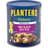 Planters Deluxe Unsalted Mixed Nuts (15.25 oz Canister) Variety Mixed Nuts with Cashews, Almonds, Hazelnuts, Pecans and Pistachios