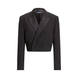 Silk-Lapel Cropped Wool Tuxedo Blazer