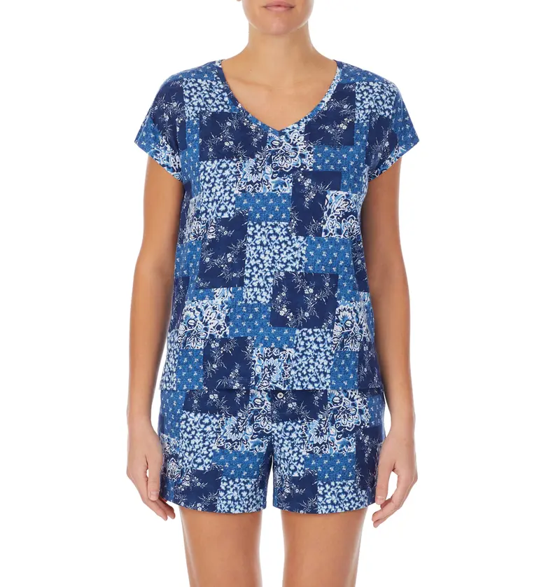 Lauren Ralph Lauren Boxer Short Pajamas_BLUE PATCHWORK