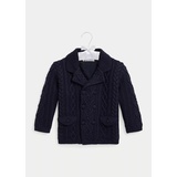 Aran-Knit Wool Cardigan Coat