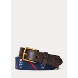 Polo Bear Leather-Trim Belt