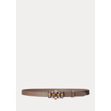 Stone-Embellished Leather Skinny Belt