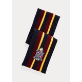 Crest-Patch Striped Wool Scarf