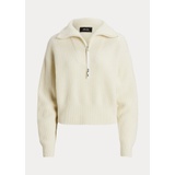 Rib-Knit Cashmere-Wool Half-Zip Sweater