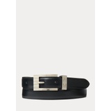 Fluted-Buckle Leather Belt