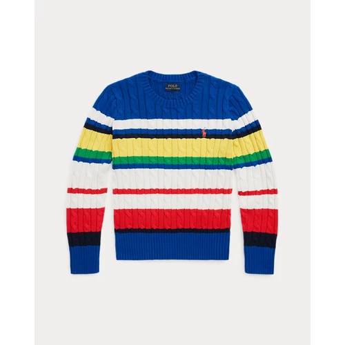 폴로 랄프로렌 Striped Cable-Knit Cotton Sweater