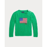 Aran-Knit Flag Cotton Sweater