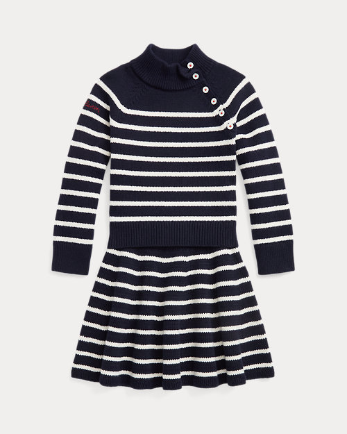 폴로 랄프로렌 Striped Cotton Sweater & Skirt Set