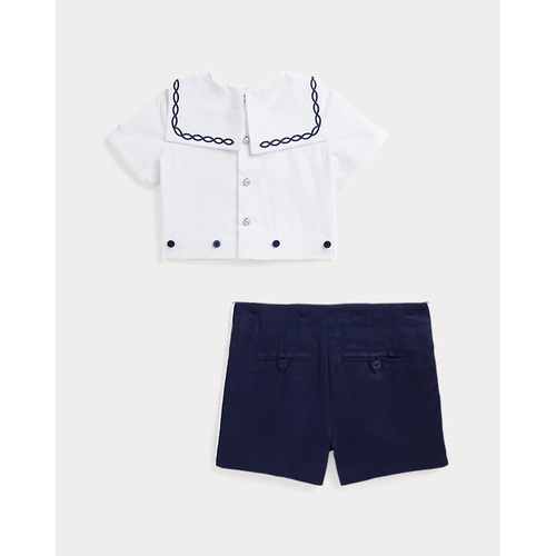 폴로 랄프로렌 Cotton Sailor Shirt & Linen Short Set