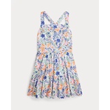 Tropical-Print Linen-Cotton Dress