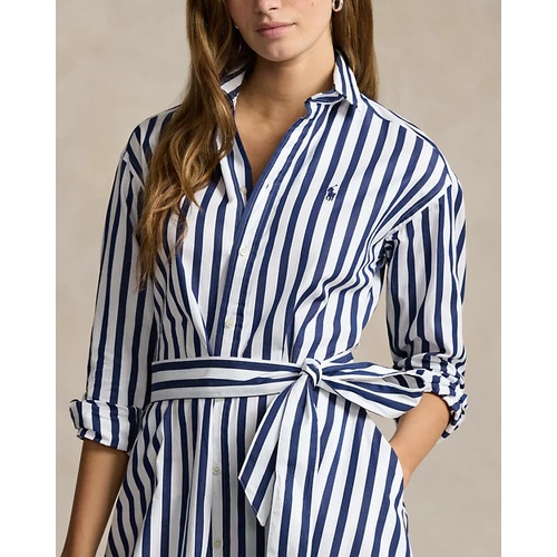 폴로 랄프로렌 Belted Wide-Stripe Cotton Shirtdress
