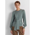 Womens Belted Cotton-Blend Sweater