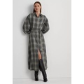 Checked Plaid Belted Twill Shirtdress
