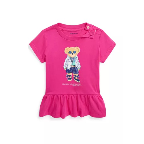 폴로 랄프로렌 Baby Girls Polo Bear Cotton Jersey Peplum T-Shirt