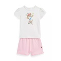 Baby Girls Polo Bear Jersey Tee & Mesh Short Set