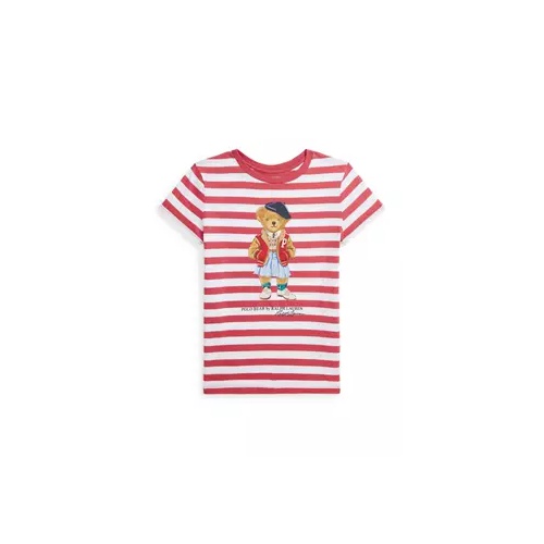 폴로 랄프로렌 Girls 7-16 Striped Polo Bear Cotton Jersey T-Shirt