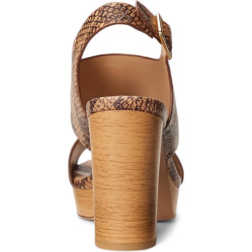 폴로 랄프로렌 LAUREN Ralph Lauren Feona Python-Embossed Leather Sandal