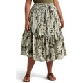 LAUREN Ralph Lauren Plus Size Palm Leaf?Print Cotton Voile Skirt