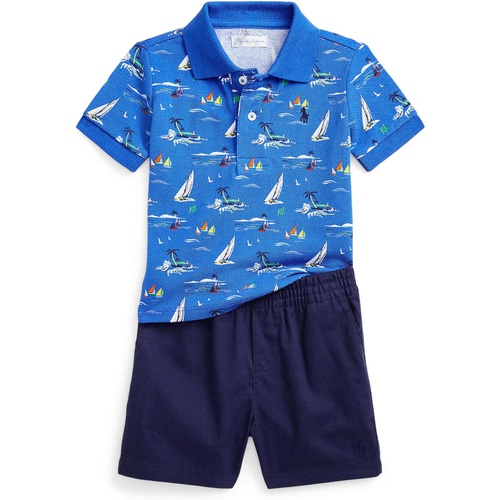 폴로 랄프로렌 Polo Ralph Lauren Kids Mesh Polo Shirt & Chino Shorts Set (Infant)