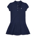 Toddler and Little Girls Cotton Mesh Stretch Shortsleeve Polo Dress