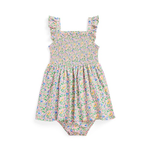 폴로 랄프로렌 Baby Girls Floral Smocked Cotton Dress and Bloomer Set