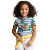 Toddler and Little Girls Striped Floral Cotton Jersey T-shirt