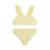 Toddler and Little Girls Mini-Cable Round Neck Two-Piece Swimsuit