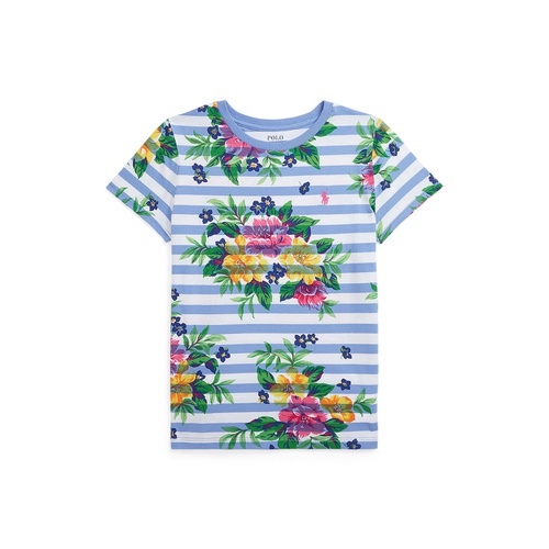 폴로 랄프로렌 Big Girls Striped Floral Cotton Jersey T-shirt