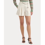 Womens Pleated High-Rise Shorts