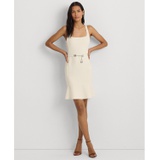 Womens Belted Double-Faced Crepe Dress