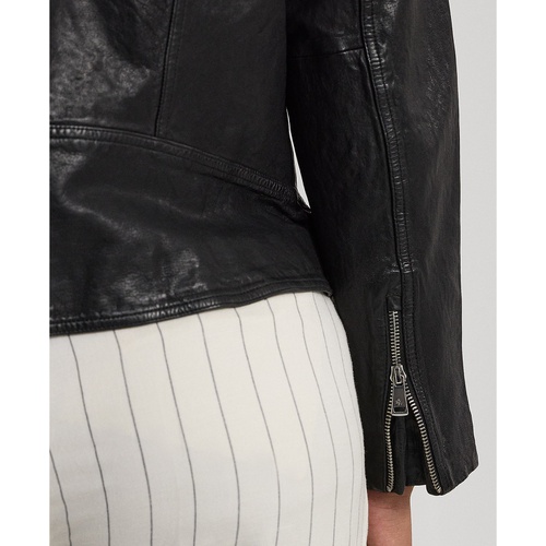 폴로 랄프로렌 Plus Size Leather Moto Jacket