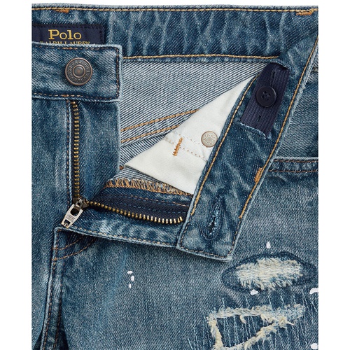 폴로 랄프로렌 Big Girls Paint-Splatter-Print Cotton Denim Shorts