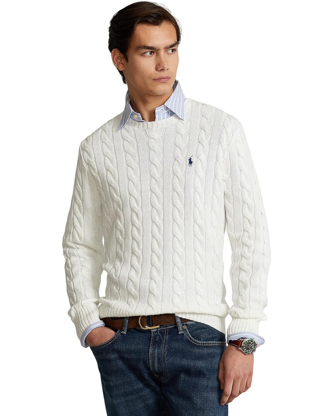 Mens Polo Ralph Lauren Cable-Knit Cotton Sweater