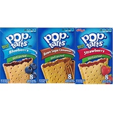 Variety Bundle of 3 Boxes Unfrosted Pop Tarts: Flavors are Blueberry, Brown Sugar Cinnamon, and Strawberry,