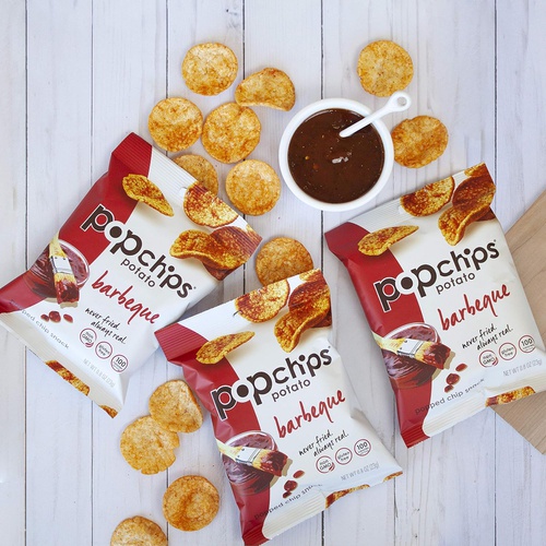  popchips, Potato Chips BBQ Potato Chips Single Serve 0.8 oz Bags Barbeque, 19.2 Ounce, (Pack of 24) (F-AR-72200)