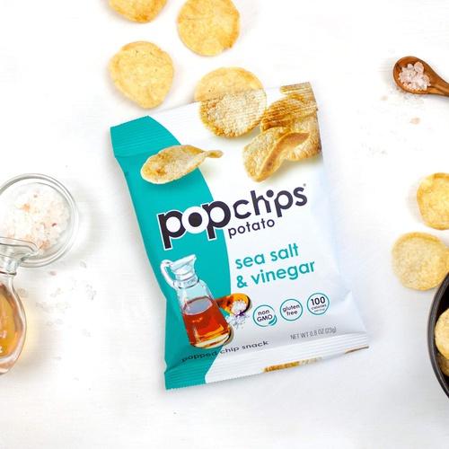  Popchips Potato Chips Sea Salt & Vinegar 5 oz Bags (Pack of 12)