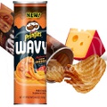 Pringles Wavy, Potato Crisps Chips, Applewood Smoked Cheddar, 4.8 oz (Pack of 2)