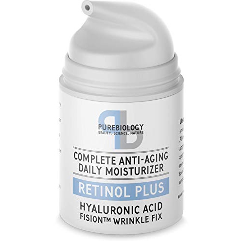  Pure Biology Retinol Moisturizer Cream with Hyaluronic Acid, Vitamins B5, E & Breakthrough Anti Aging, Anti Wrinkle Complex  Face & Eye Skin Care for Men & Women, All Skin Types,