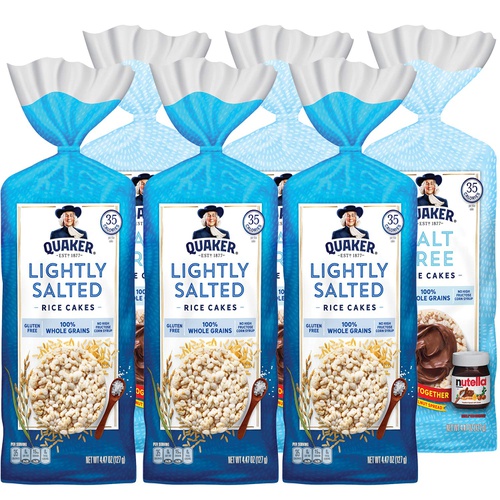  Quaker Large Rice Cakes, Gluten Free, Lightly Salted + Salt Free Variety Pack, 6 Count