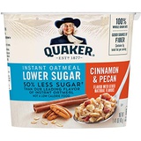 Quaker Instant Oatmeal Express Cups 50% Less Sugar, Cinnamon Pecan, 1.41 Ounce (Pack of 12)