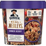 Quaker Real Medleys Oatmeal+, Summer Berry, Oatmeal Cups, 12 Count