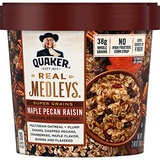 Quaker Real Medleys Super Grains Oatmeal+, Maple Pecan Raisin, Oatmeal Cups, 12 Count